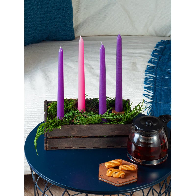 CANDWAX 10 Inch Taper Advent Candles - Dripless  Unscented  Long Burning - Perfect for Advent Wreaths - Purple - Image 4